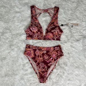 Nanette Lepore Violet V Neck Bikini Top & Bottom Set Size 8